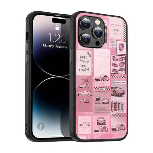 Pink Porsche Aesthetic Phone Cover | Glass Case