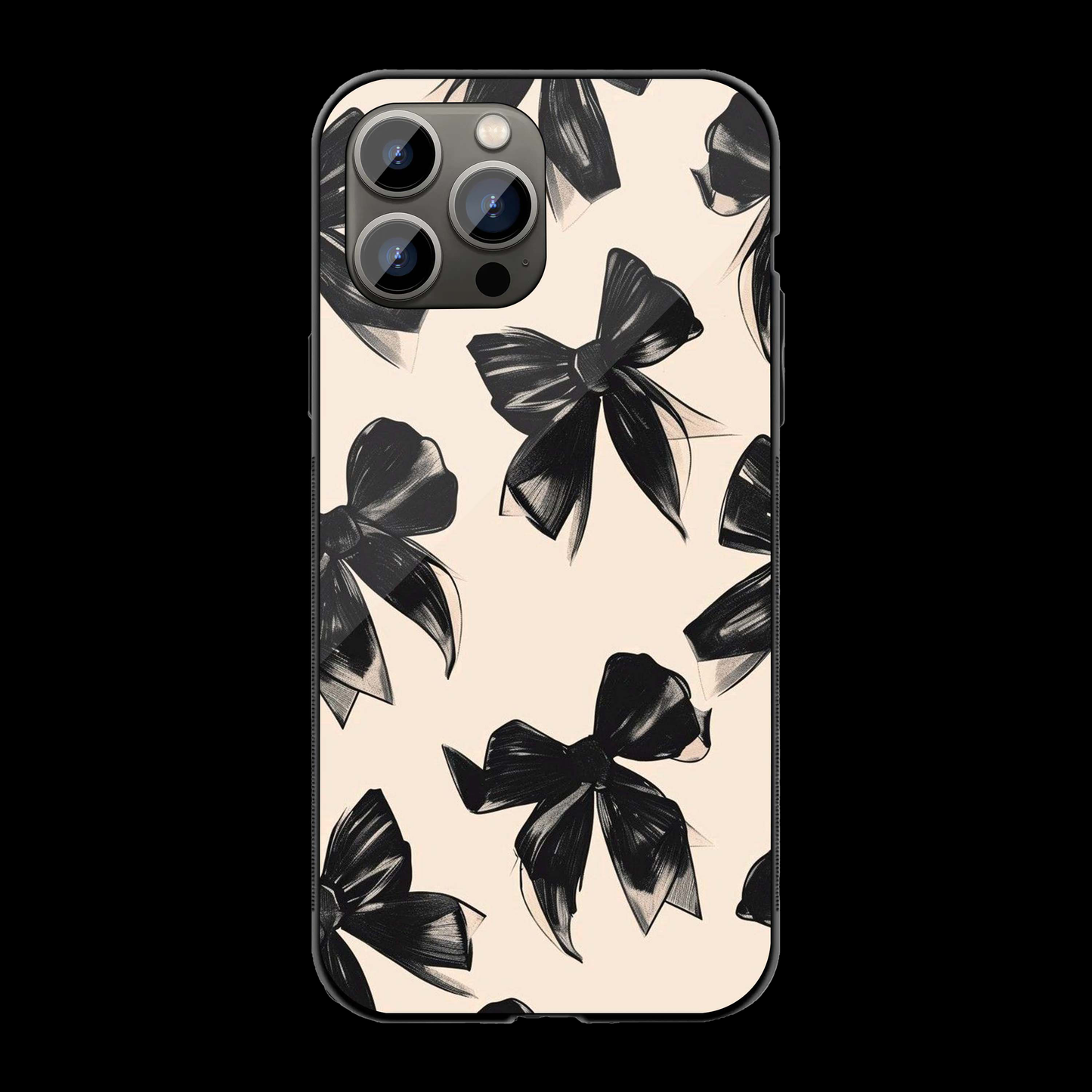 Elegant Black Bow Phone Cover | Glass Case