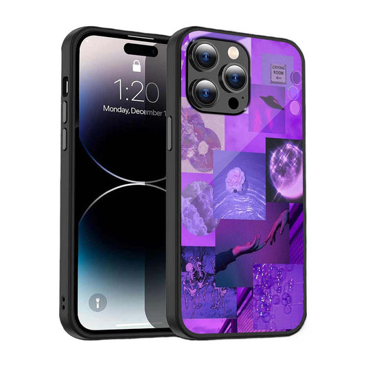 Purple Aesthetic Collage Phone Cover | Glass Case