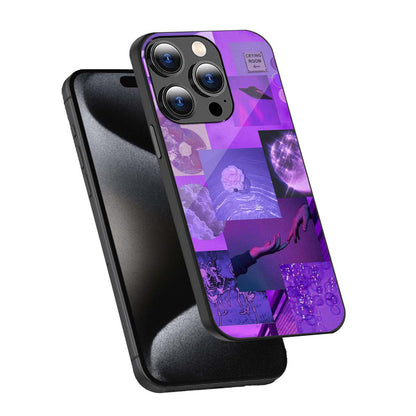 Purple Aesthetic Collage Phone Cover | Glass Case