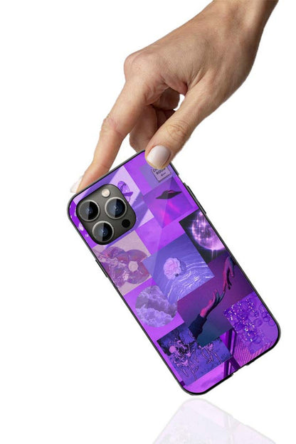 Purple Aesthetic Collage Phone Cover | Glass Case