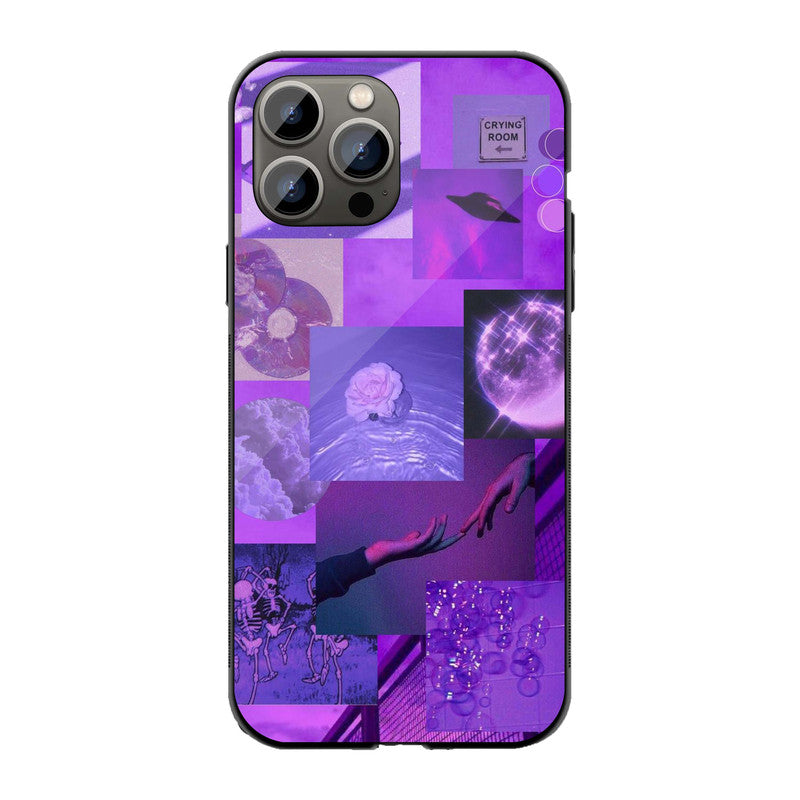 Purple Aesthetic Collage Phone Cover | Glass Case