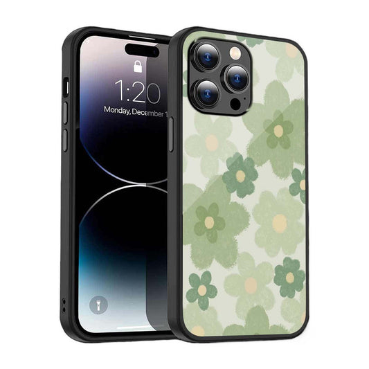 Soft Green Flora Phone Cover | Glass Case
