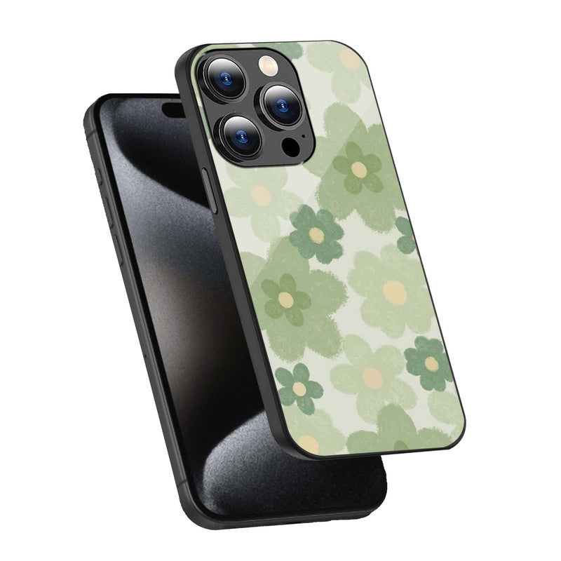 Soft Green Flora Phone Cover | Glass Case