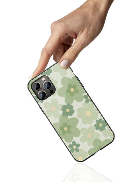 Soft Green Flora Phone Cover | Glass Case