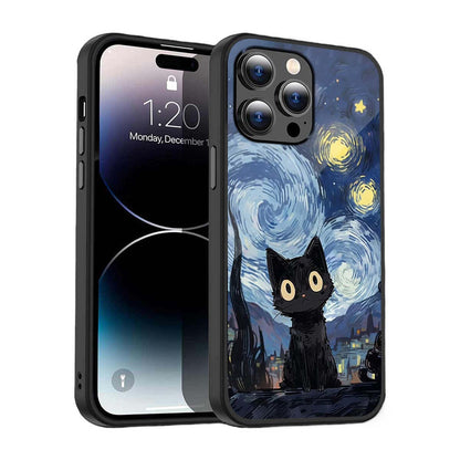 Starry Night Cat Phone Cover | Glass Case