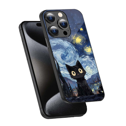 Starry Night Cat Phone Cover | Glass Case