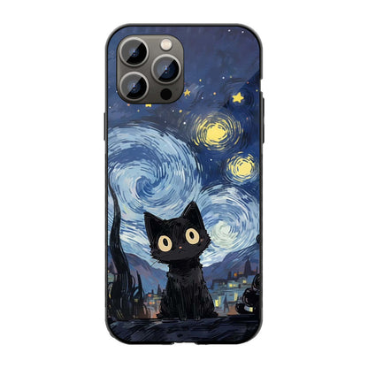 Starry Night Cat Phone Cover | Glass Case