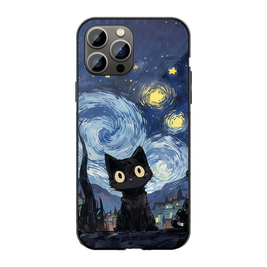 Starry Night Cat Phone Cover | Glass Case