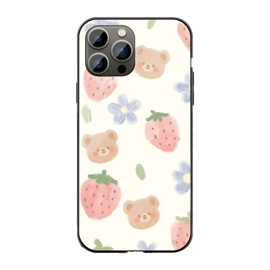 Teddy & Strawberry Pastel Phone Cover | Glass Case