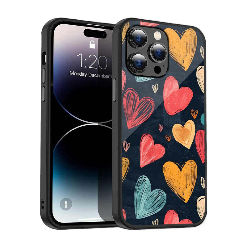 Vibrant Hearts Phone Cover | Glass Case