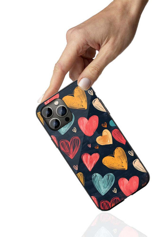 Vibrant Hearts Phone Cover | Glass Case